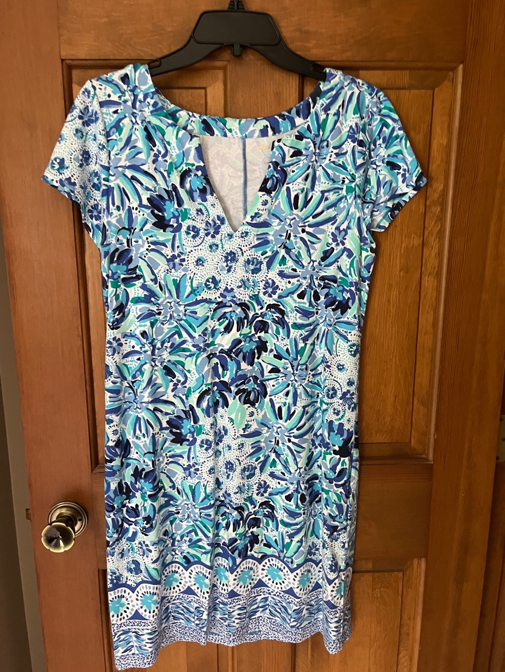 Lilly Pulitzer Blue & Aqua Floral Scoop Neck Top